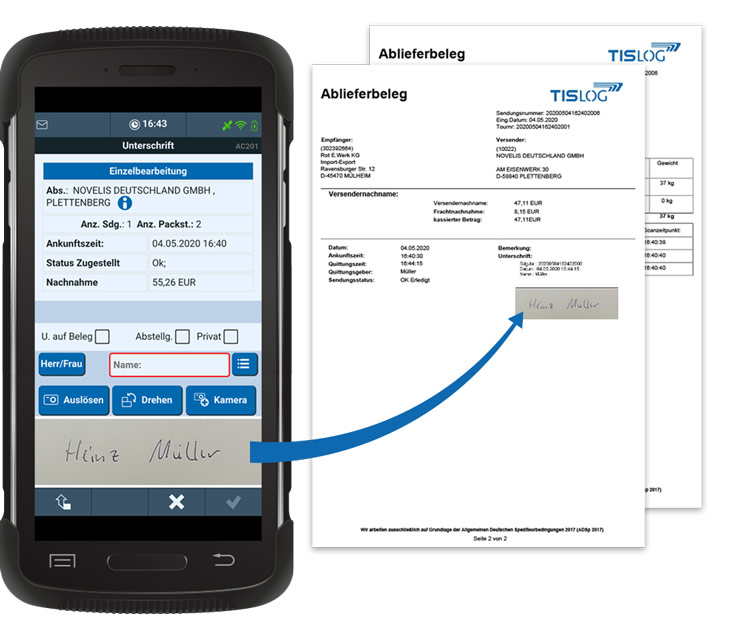 TISLOG Logistiksoftware | Ablieferbeleg