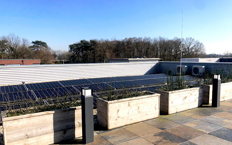 Solaranlage und Begrünung auf der Dachterreasse | TIS GmbH