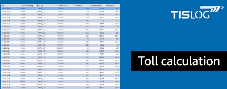 Toll calculation | TISLOG logistics software