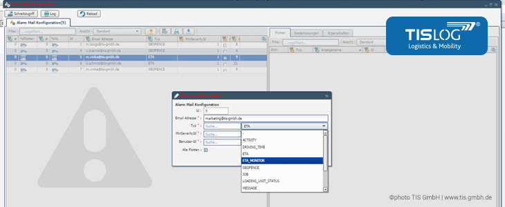 TISLOG Logistik-Software: Alertboard